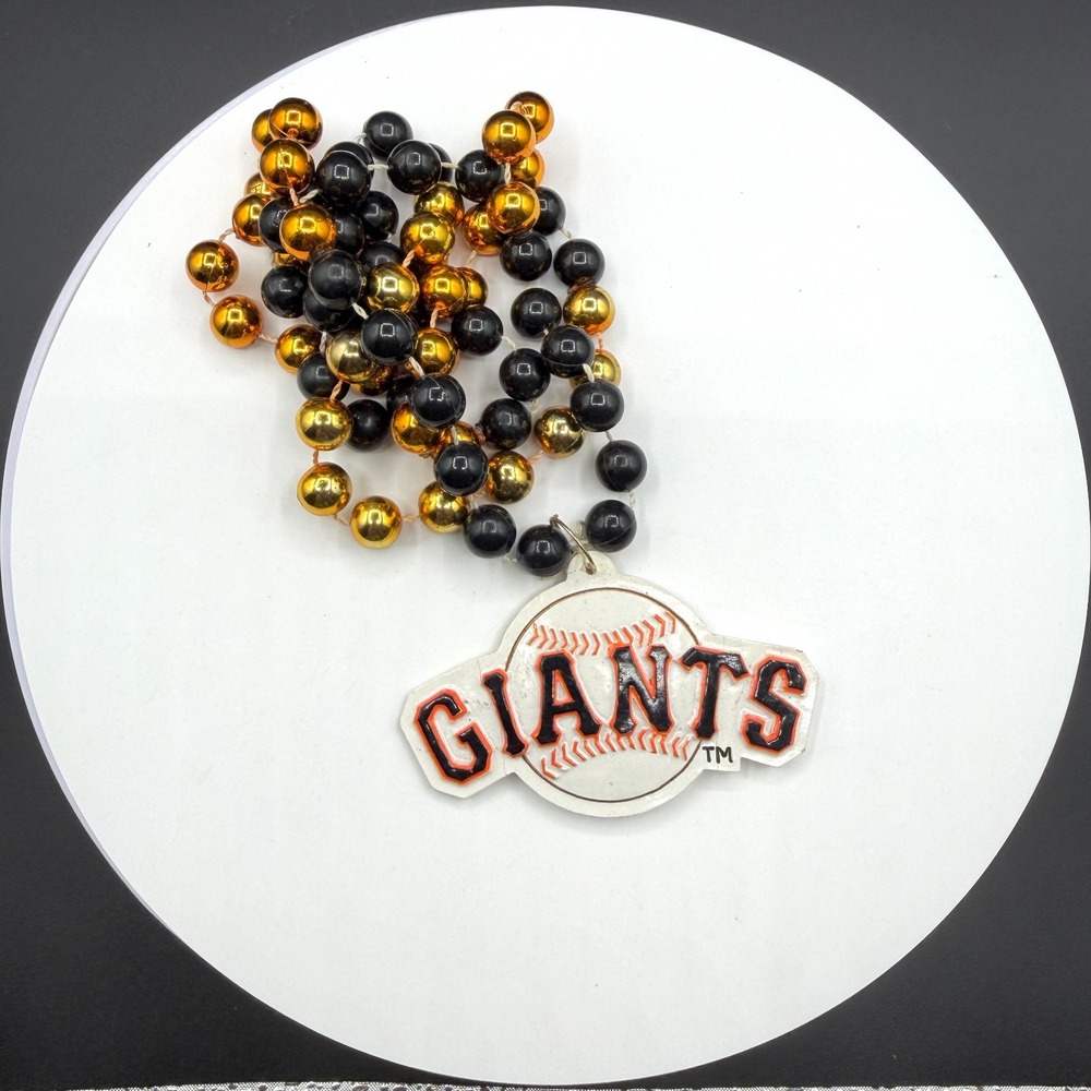 San Francisco Giants Beaded Necklace Black Orange Logo Pendant MLB Baseball